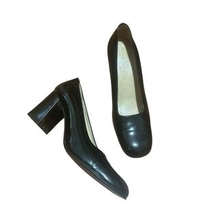 Vintage Gucci Patent Leather Square Toe Pumps Chunky Block Heel Sz 10 B